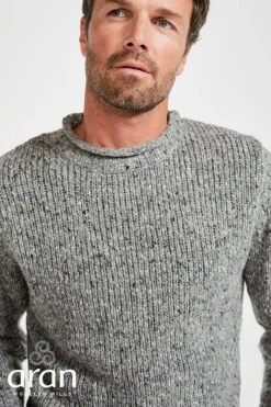 Sale Sweater Shop 100% Donegal Wool Roll Neck Sweater Grey