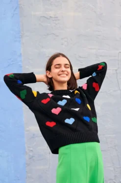 Clearance Sweater Shop 100% Fine Merino Wool Love Sweater Multicolour