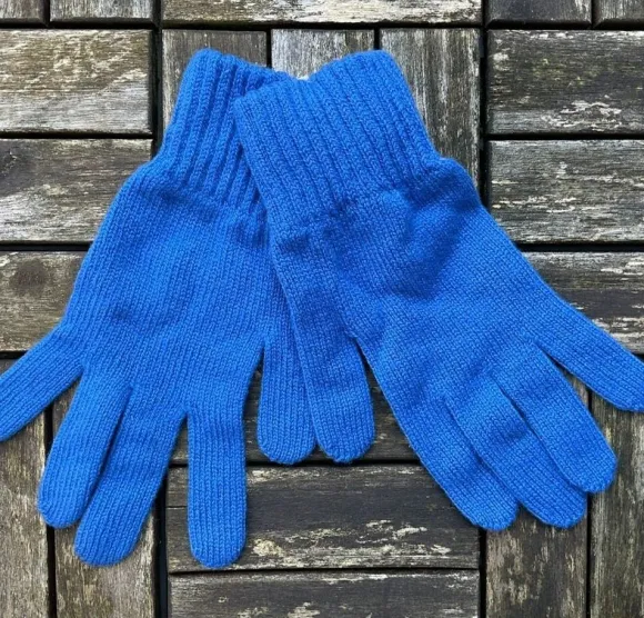 Online Sweater Shop 100% Lambswool Gloves Dark Blue - Ladies