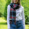 Hot Sweater Shop 100% Lambswool Tartan Scarf Black Stewart