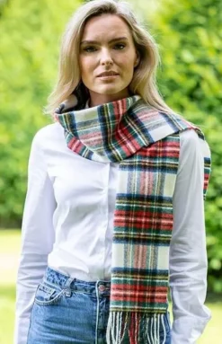 Discount Sweater Shop 100% Lambswool White Stewart Tartan