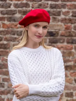 Fashion Sweater Shop 100% Merino Wool Beret Red