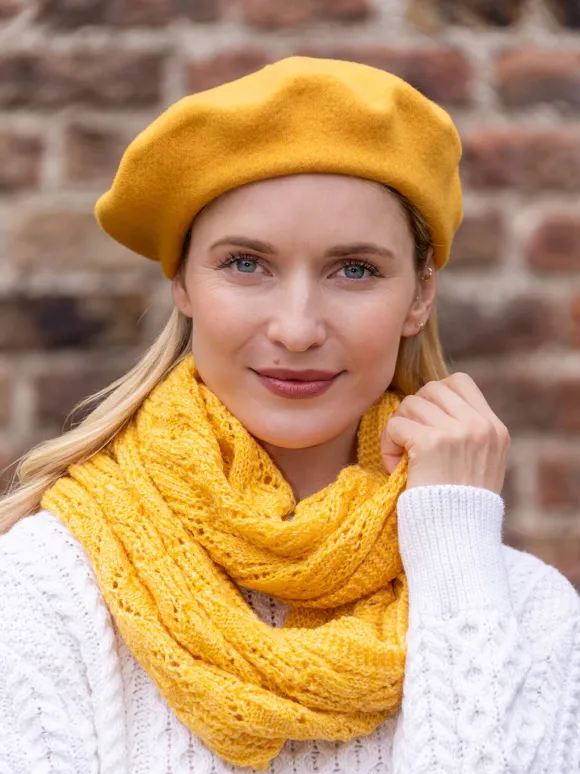 Best Sweater Shop 100% Merino Wool Beret Yellow