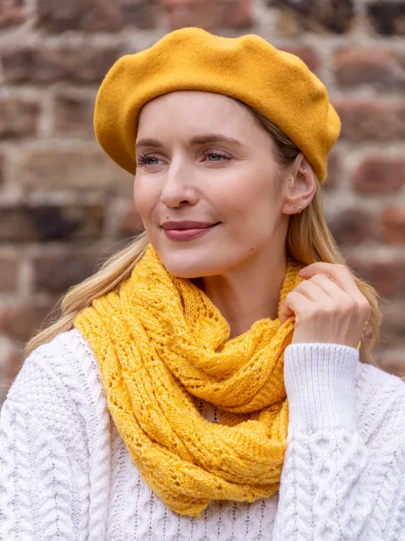 Best Sweater Shop 100% Merino Wool Beret Yellow