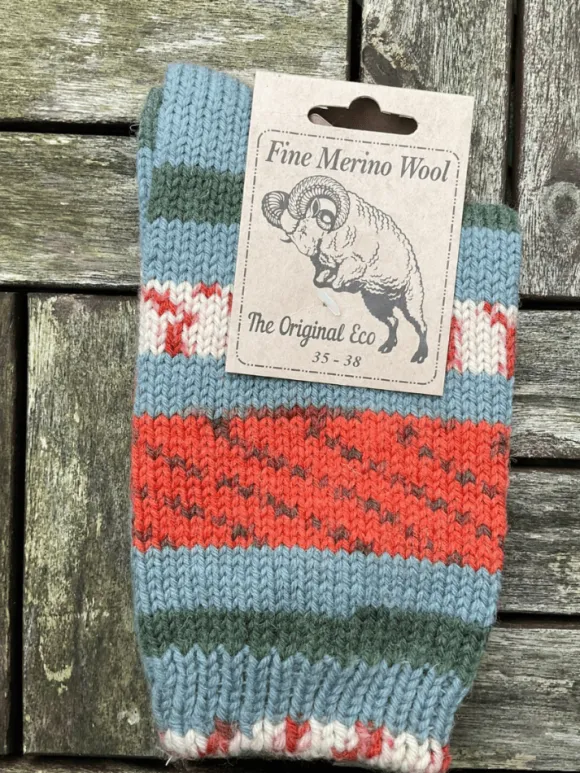 Clearance Sweater Shop 100% Merino Wool Fairisle Socks Orange Unisex