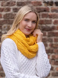Fashion Sweater Shop 100% Merino Wool Infinity Scarf Yellow