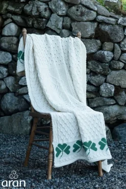 Discount Sweater Shop 100% Merino Wool Shamrock Throw