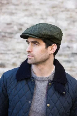 Fashion Sweater Shop 8 Piece Driving Cap Green Herringbone Col: 27
