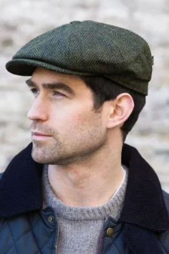 Fashion Sweater Shop 8 Piece Driving Cap Green Herringbone Col: 27