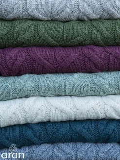 New Sweater Shop Aran Cable Knit Blanket Super Soft Merino Raspberry