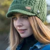 New Sweater Shop Aran Cable Knit Peak Hat Green