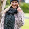 Discount Sweater Shop Aran Cable Knit Scarf Army Green