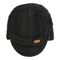Discount Sweater Shop Aran Cable Peak Hat Charcoal