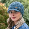 Online Sweater Shop Aran Cable Peak Hat Denim