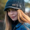 Outlet Sweater Shop Aran Cable Peak Hat Lined Charcoal