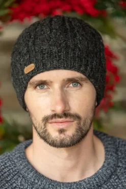 Fashion Sweater Shop Aran Cable Pullon Hat Charc