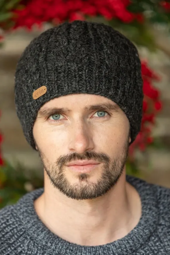 Fashion Sweater Shop Aran Cable Pullon Hat Charc