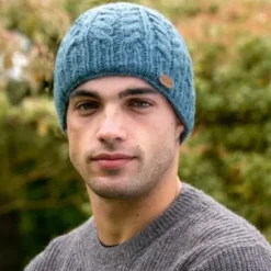 Outlet Sweater Shop Aran Cable Pullon Hat Denim