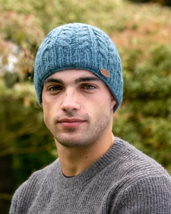 Outlet Sweater Shop Aran Cable Pullon Hat Denim