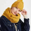 Clearance Sweater Shop Aran Hat with Pom Pom - Yellow