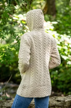Best Sweater Shop Aran Hooded Coat with Celtic Knot Zipper