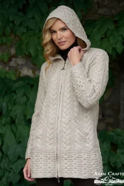 Best Sweater Shop Aran Hooded Coat with Celtic Knot Zipper