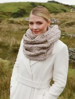 Discount Sweater Shop Aran Infinity Scarf Beige