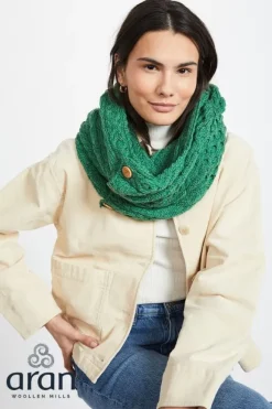 Online Sweater Shop Aran Infinity Scarf Lime Green