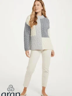 New Sweater Shop Aran Patchwork Sweater