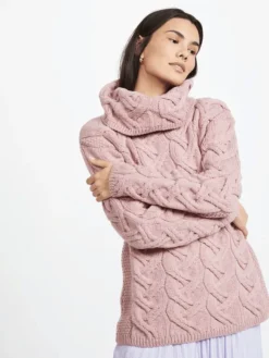 Sale Sweater Shop Aran Super Soft Aran Chunky Sweater Pink