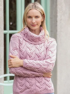 Sale Sweater Shop Aran Super Soft Aran Chunky Sweater Pink