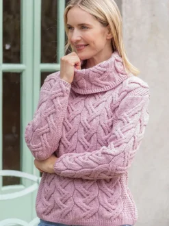Sale Sweater Shop Aran Super Soft Aran Chunky Sweater Pink