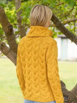 Sale Sweater Shop Aran Super Soft Cowl Neck Sweater Sunshine