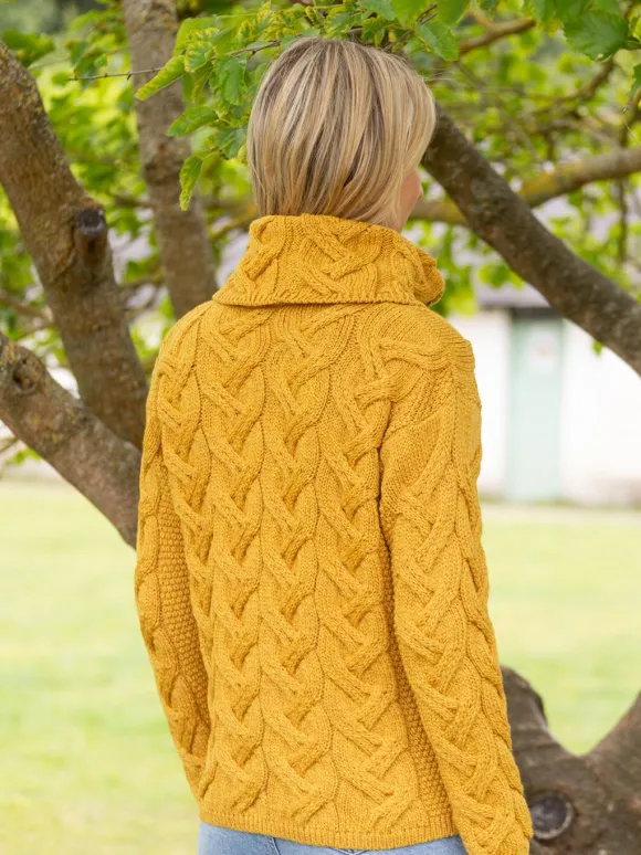 Sale Sweater Shop Aran Super Soft Cowl Neck Sweater Sunshine