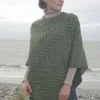 Fashion Sweater Shop Aran Super Soft Poncho Green