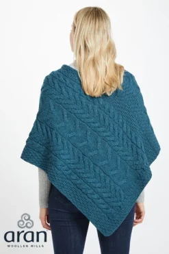 New Sweater Shop Aran Super Soft Poncho Teal