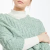 Hot Sweater Shop Aran Supersoft Merino Wool Poncho - Mint