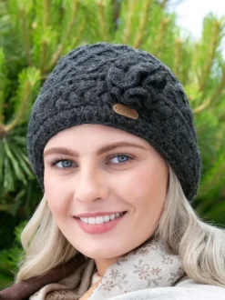 Discount Sweater Shop Aran Trellis Pullon Hat Charcoal