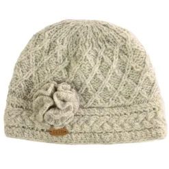 Hot Sweater Shop Aran Trellis Pullon Hat Oatmeal
