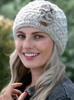 Hot Sweater Shop Aran Trellis Pullon Hat Oatmeal