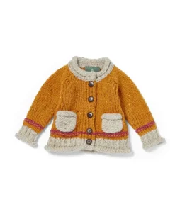Online Sweater Shop Baby Roll Neck Cardigan Mustard