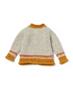 Hot Sweater Shop Baby Roll Neck Cardigan Natural Mustard