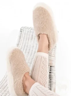 Sale Sweater Shop Beige Wool Slippers