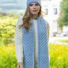 Outlet Sweater Shop Cable Knit Aran Scarf Sky Blue