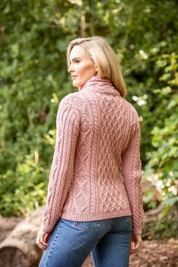 Best Sweater Shop Cable Knit Side Zip Pink