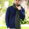 Fashion Sweater Shop Cable Knit Unisex Scarf Army Green - 100% Merino Wool