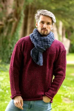 Best Sweater Shop Cable Knit Unisex Scarf Denim Marl - 100% Merino Wool