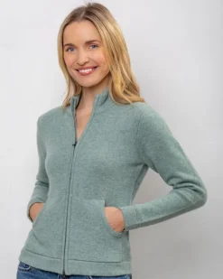 Clearance Sweater Shop Cashmere and Merino Full Zip Seagreen