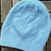 Best Sweater Shop Cashmere Cable Knit Beanie Sky Blue