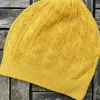 Hot Sweater Shop Cashmere Cable Knit Beanie Mustard
